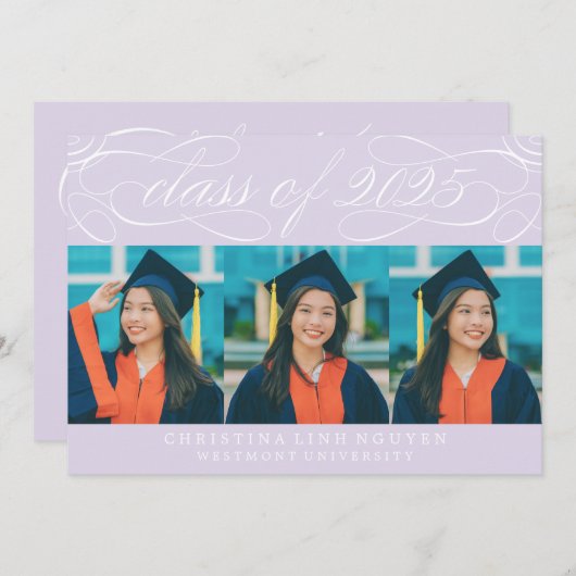 ELEGANTE SKRIPT-KLASSE DES ABSCHLUSSES 2025 FOTO EINLADUNG (Vorne/Hinten)