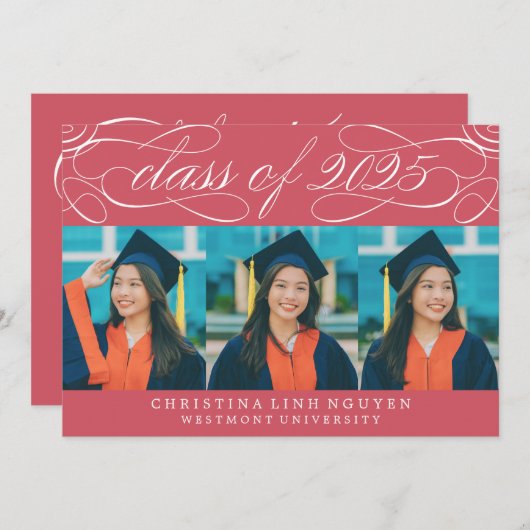 ELEGANTE SKRIPT-KLASSE DES ABSCHLUSSES 2025 FOTO EINLADUNG (Vorne/Hinten)