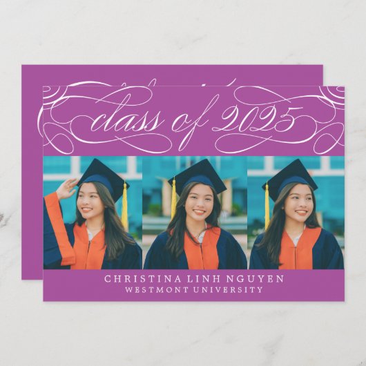 ELEGANTE SKRIPT-KLASSE DES ABSCHLUSSES 2025 FOTO EINLADUNG (Vorne/Hinten)