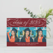 ELEGANTE SKRIPT-KLASSE DES ABSCHLUSSES 2025 FOTO EINLADUNG (Stehend Vorderseite)