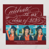 ELEGANTE SKRIPT-KLASSE DES ABSCHLUSSES 2025 FOTO EINLADUNG (Vorne/Hinten)