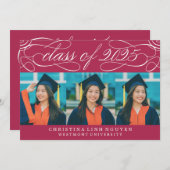 ELEGANTE SKRIPT-KLASSE DES ABSCHLUSSES 2025 FOTO EINLADUNG (Vorne/Hinten)