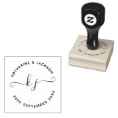 Elegante Skript-Paar-Initialen Save-the-Date Gummistempel (Stempel)