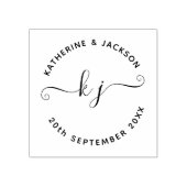 Elegante Skript-Paar-Initialen Save-the-Date Gummistempel (Prägung)