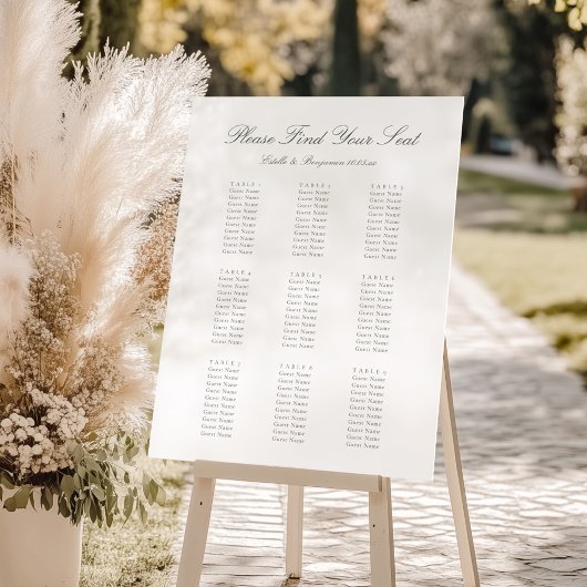 Elegante Skript-Personalisierte Hochzeitssitzordnu Poster