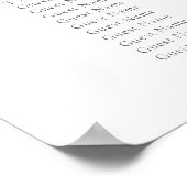 Elegante Skript-Personalisierte Hochzeitssitzordnu Poster (Ecke)