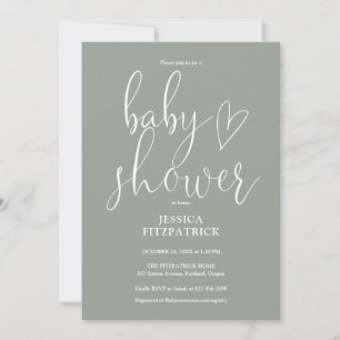 Elegante Skript-Salbei-Grün-Baby-Shower für Alles Einladung