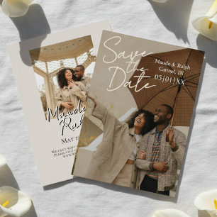 Elegante Skript-Typografie-Foto-Save-the-Date-Kart Folieneinladung
