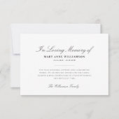 elegante Skriptbeerdigung Dankeschön-Karte Dankeskarte (Vorderseite)