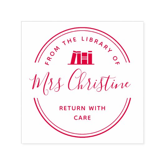 Elegante Skriptbibliothek Buch-Briefmarke Permastempel (Design)