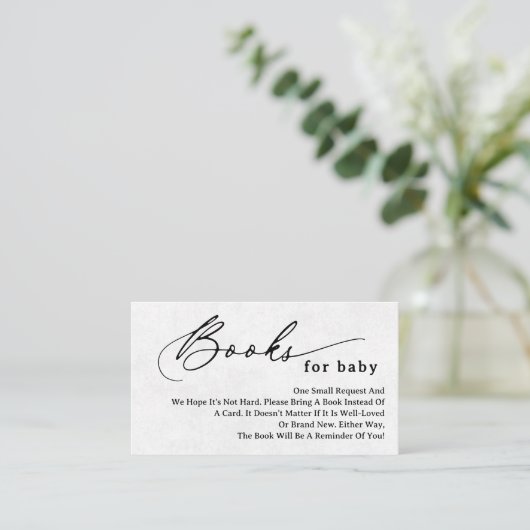 Elegante Skriptbücher für die Babyeinschlusskarte Begleitkarte (Stehend Vorderseite)