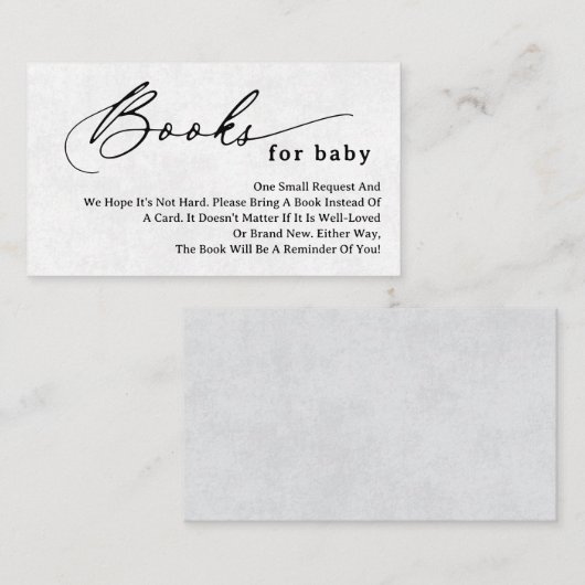 Elegante Skriptbücher für die Babyeinschlusskarte Begleitkarte (Vorne/Hinten)