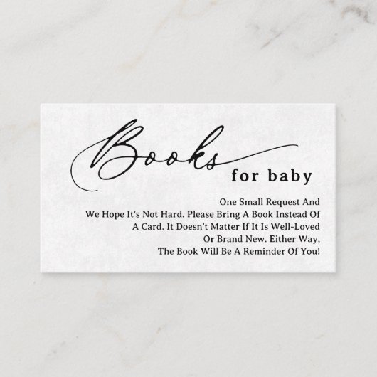 Elegante Skriptbücher für die Babyeinschlusskarte Begleitkarte (Vorderseite)