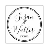 Elegante Skriptcouptnamen mit Hochzeitdatum Gummistempel (Prägung)