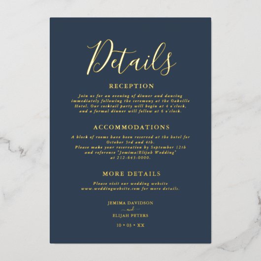 Elegante Skriptdetails Hochzeitskarte Folieneinladung (Vorderseite)