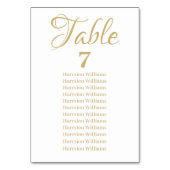 Elegante Skripte, angepasster Goldtext Hochzeit Tischnummer (Rückseite)