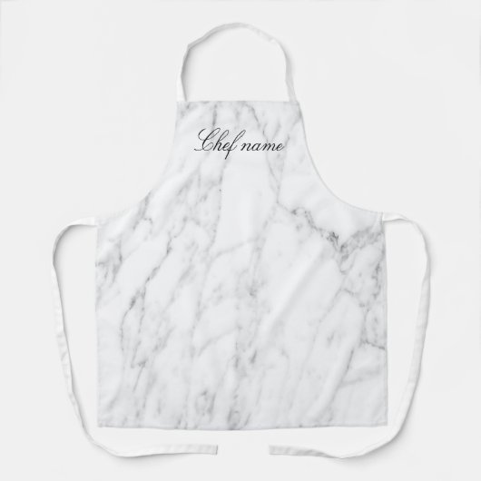 Elegante Skripte mit weißem Marmorsteinmuster Küch Schürze (Vorderseite)