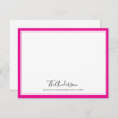 Elegante Skriptfamilie Hot Pink Square Border Mitteilungskarte (Vorne/Hinten)