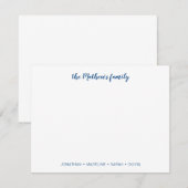 Elegante Skriptfamilie Nachname Navy Blue Mitteilungskarte (Vorne/Hinten)