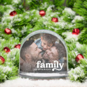 Elegante Skriptfamilie Name & 2 Fotos Schneegläubi Schneekugeln (Weihnachten)