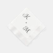 Elegante Skriptinitials White Wedding geprägt Serviette (Ecke)