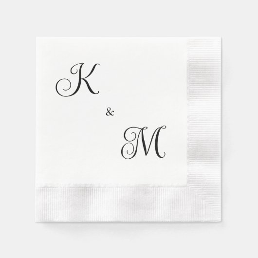 Elegante Skriptinitials White Wedding geprägt Serviette (Vorderseite)