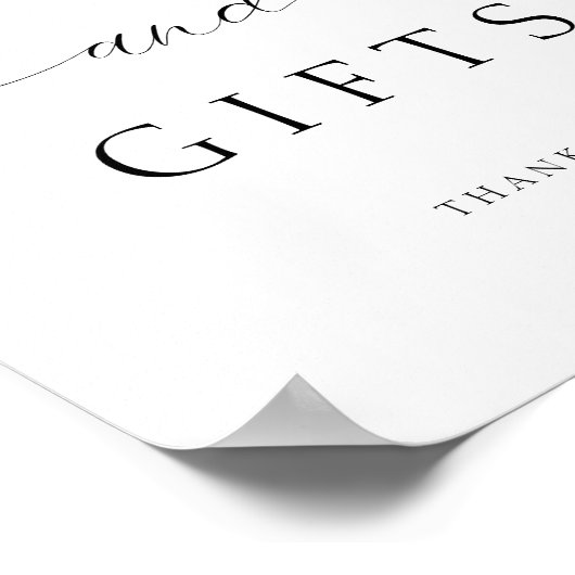 Elegante Skriptkarten und Geschenke Hochzeitstisch Poster (Ecke)