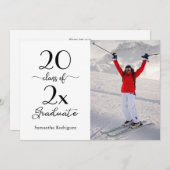 Elegante Skriptklasse der Foto Graduation Party Einladung (Vorne/Hinten)