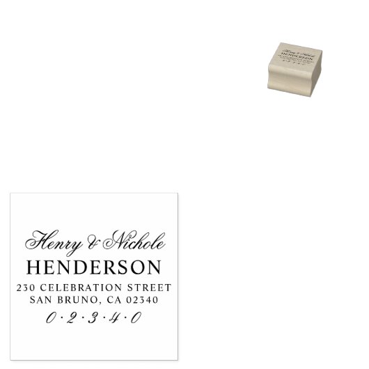 Elegante Skriptnamen Hochzeiten-Rücksendeadresse Gummistempel (Stempel)