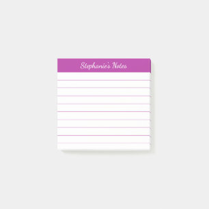 Elegante Skriptnotizen Dunkelrosa liniert Post-it Klebezettel