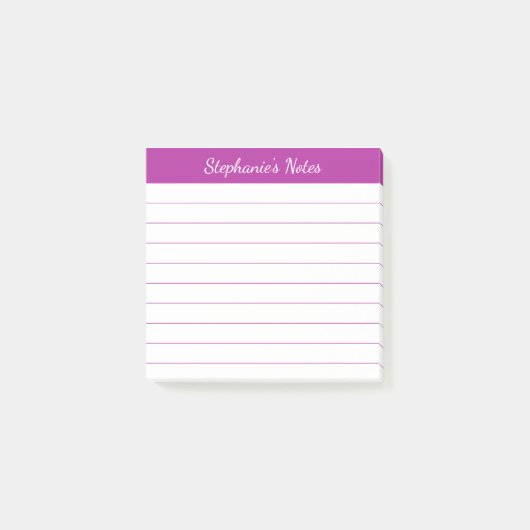 Elegante Skriptnotizen Dunkelrosa liniert Post-it Klebezettel (Vorderseite)