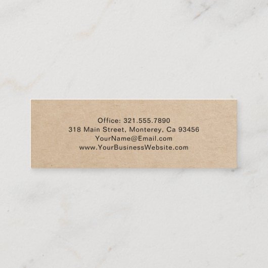 Elegante Skriptsignatur braun Rustikal Mini Visitenkarte (Rückseite)