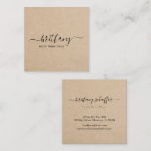 Elegante Skriptsignatur Brown Simple Rustic Quadratische Visitenkarte (Vorne/Hinten)