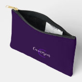 Elegante Skripttypinitialen und Name Deep Violet Zubehörtasche (Offen)