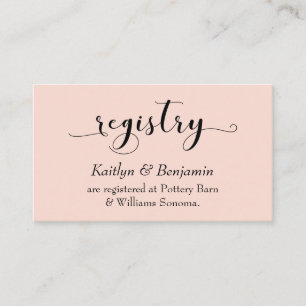 Elegante Skripttypografie, Blush Wedding Registry Begleitkarte