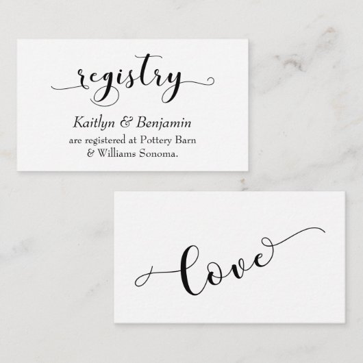 Elegante Skripttypografie, einfache Hochzeitsregis Begleitkarte (Vorne/Hinten)