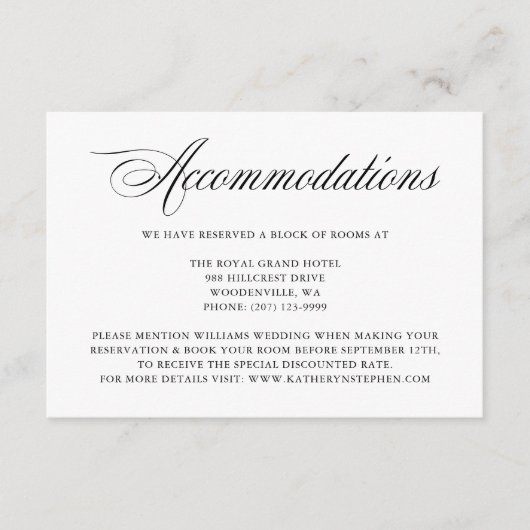 Elegante Skriptunterkünfte Einschlusskarte Begleitkarte (Vorderseite)