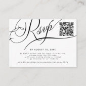Elegante Skriptwebsite QR Code Hochzeit RSVP Begleitkarte (Vorderseite)
