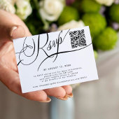 Elegante Skriptwebsite QR Code Hochzeit RSVP Begleitkarte