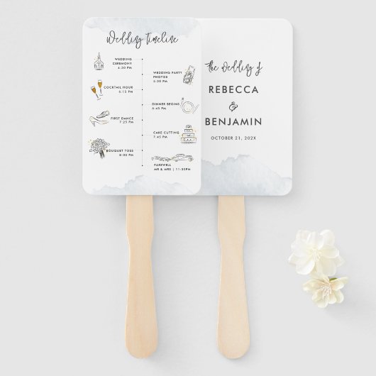 Elegante Skriptzeitschrift für Hochzeiten und Begr Fächer (Vorne und Hinten)