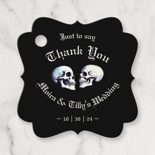 Elegante Skull Personalisiert Gotische Gastgeschen Geschenkanhänger (Vorderseite)