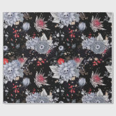 Elegante Skull Rose Coffin Silver Black Geschenkpapier (Flach)