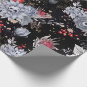 Elegante Skull Rose Coffin Silver Black Geschenkpapier (Ecke)