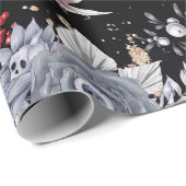 Elegante Skull Rose Coffin Silver Black Geschenkpapier (Rolleneckpunkt)