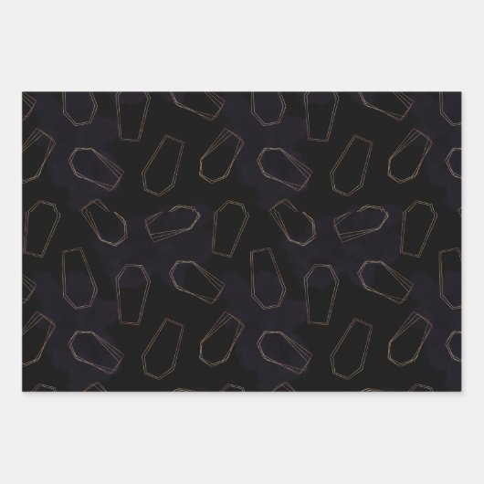 Elegante Skull Rose Coffin Silver Black Geschenkpapier Set (Vorderseite 3)