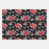 Elegante Skull Rose Coffin Silver Black Geschenkpapier Set (Vorderseite 2)