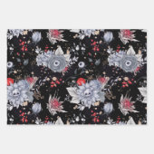 Elegante Skull Rose Coffin Silver Black Geschenkpapier Set (Vorderseite)