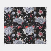 Elegante Skull-Rose Silver Black Fleecedecke (Vorderseite (Horizontal))