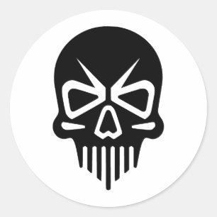 Elegante Skull-Silhouette in Monochrome Runder Aufkleber