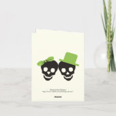 Elegante Skulls Halloween grüne Hochzeit Danke (Rückseite)